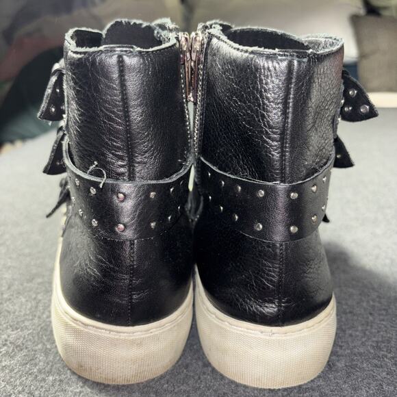 J/SLIDES Sneaker Shoe Womens size 8 Aghast Leather High Top Buckle Grunge - Picture 3 of 10